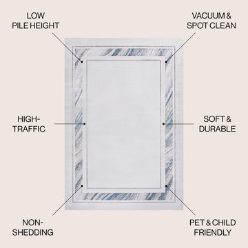 Athens Classic Border Marble Pattern High-low Area Rug